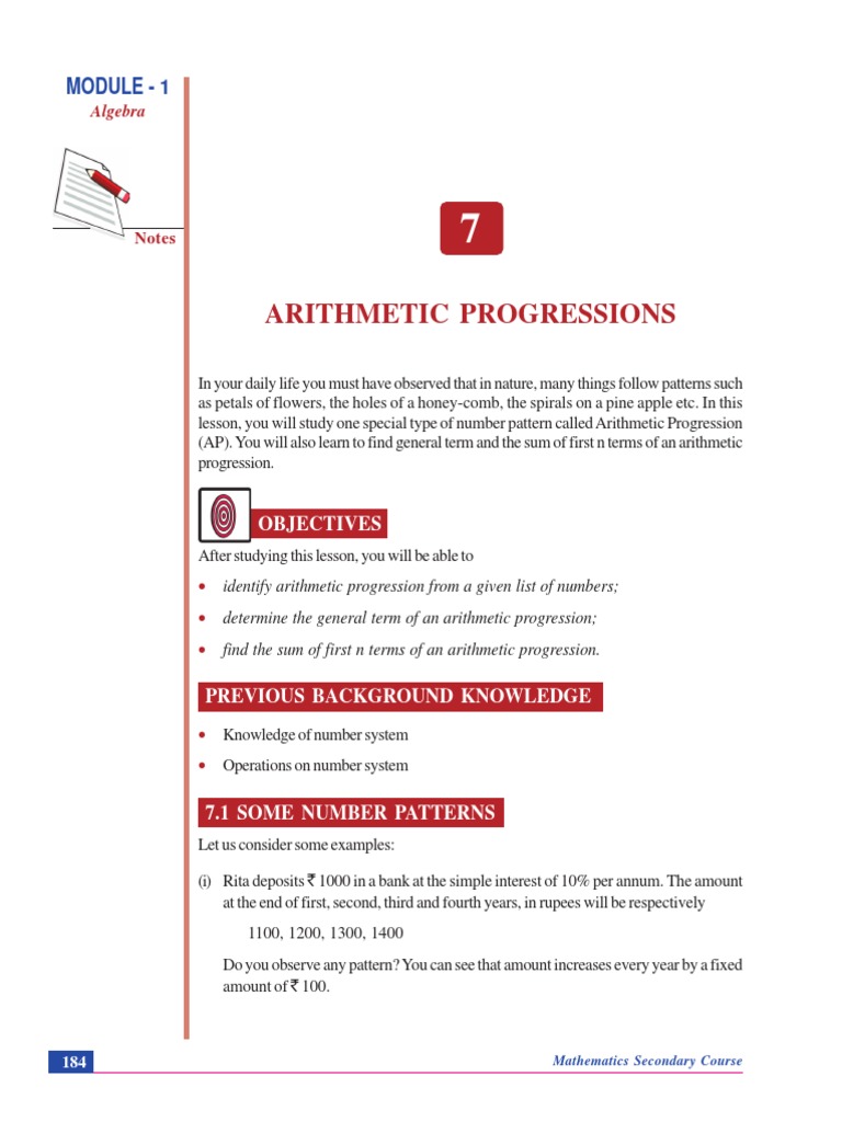 Chapter 7. Arithmetic Progressions | PDF