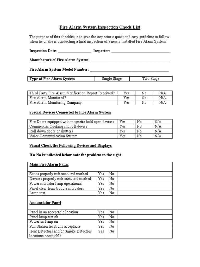 FA Insp Checklist | PDF