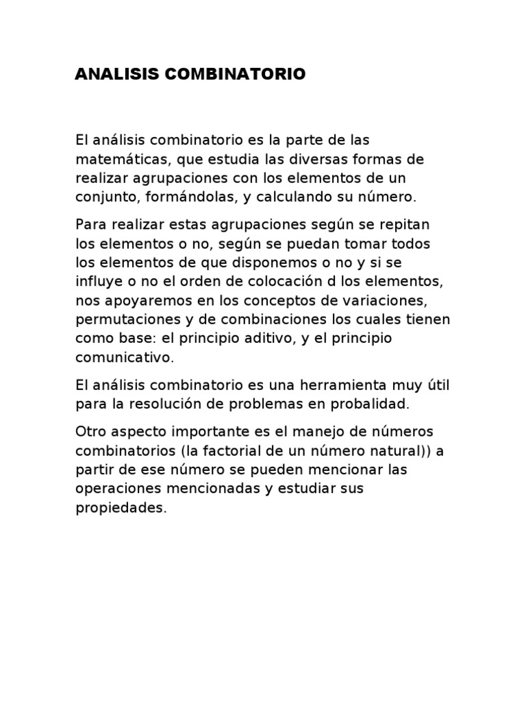 Analisis Combinatorio | PDF