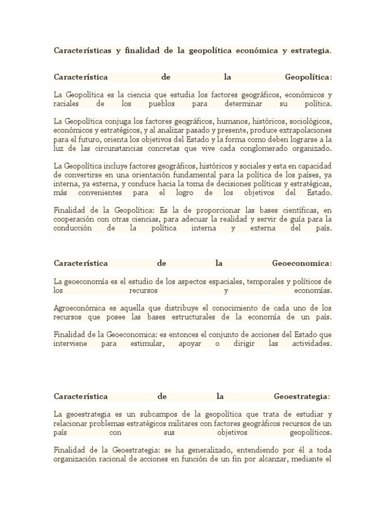 Características y Finalidad de la Geopolítica | PDF | Geomorfología ...