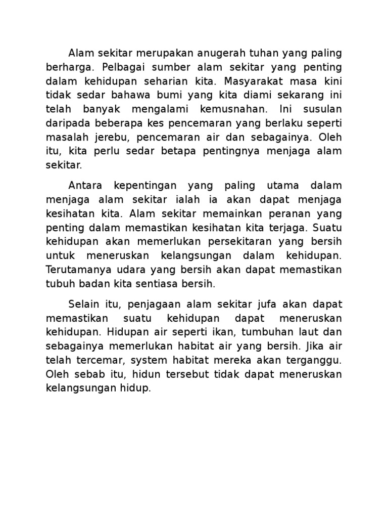 Kepentingan Menjaga Alam Sekitar  PDF