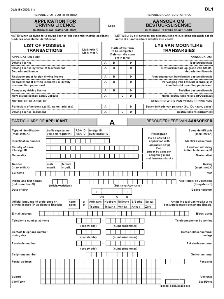 Application For Driving Licence (Form DL1) | PDF