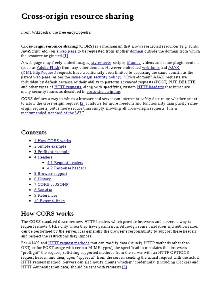 Cross Origin Resource Sharing | PDF | Web Software | Areas Of Computer ...