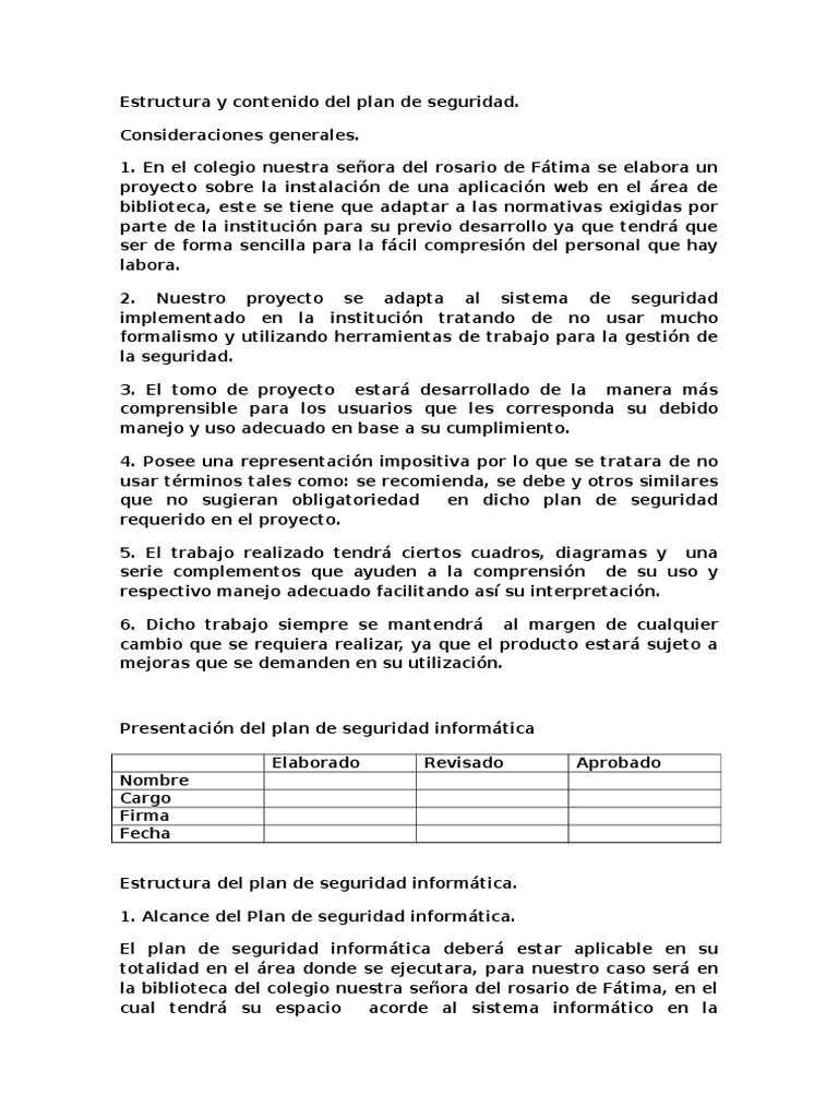 Plan de Seguridad Informática en Biblioteca | PDF | La seguridad ...