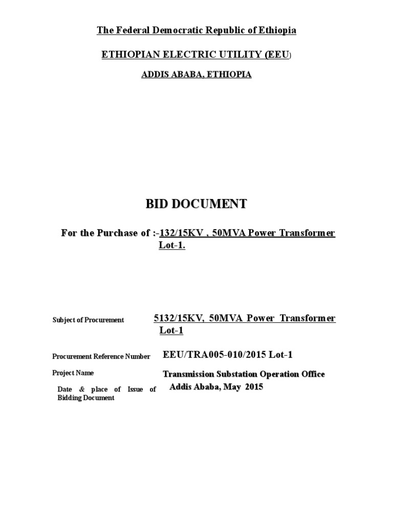 Power Transformer Bid Document PDF Procurement Joint Venture