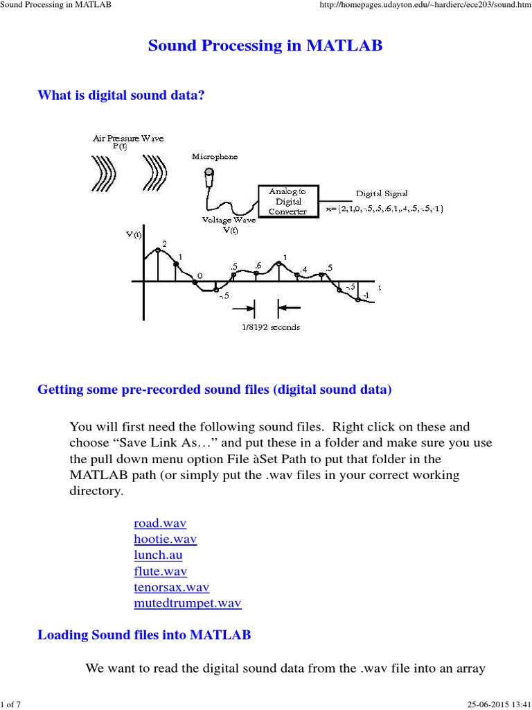 Sound Processing Techniques In Matlab Pdf Signal Electrical