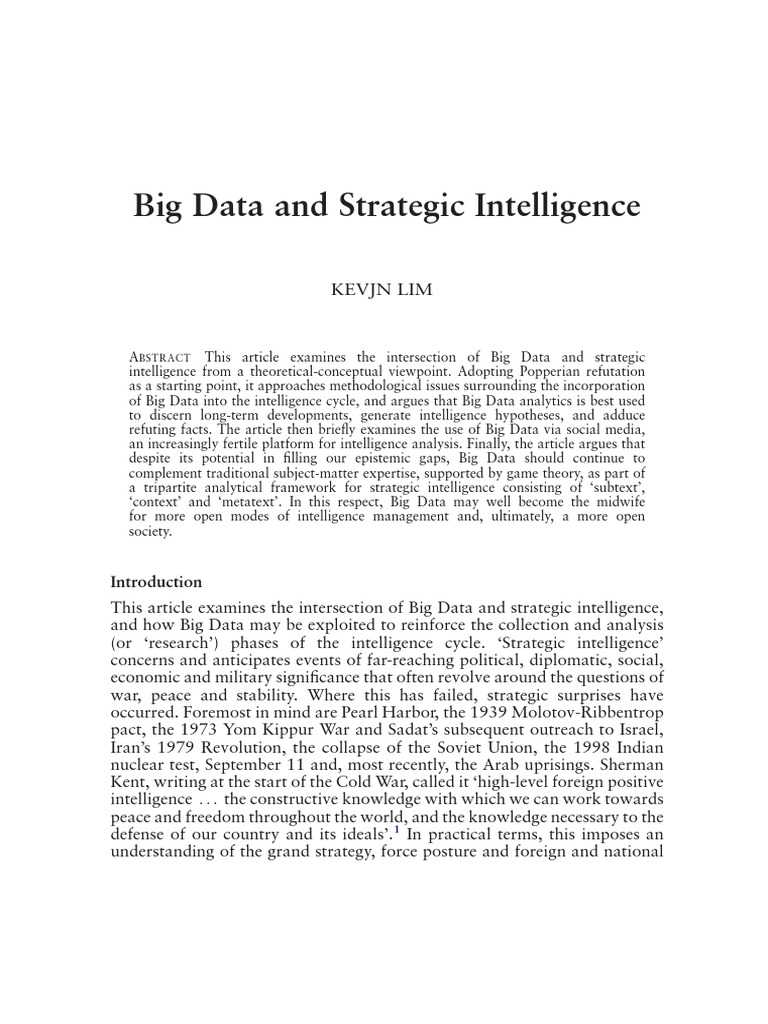 Big Data's Role in Strategic Intelligence | PDF | Falsifiability | Big Data