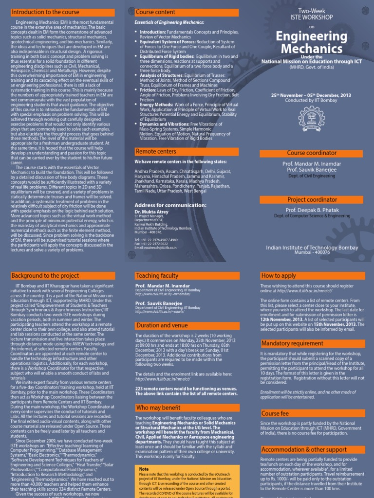 Introduction to Engineering Mechanics Course | PDF | Force | Friction