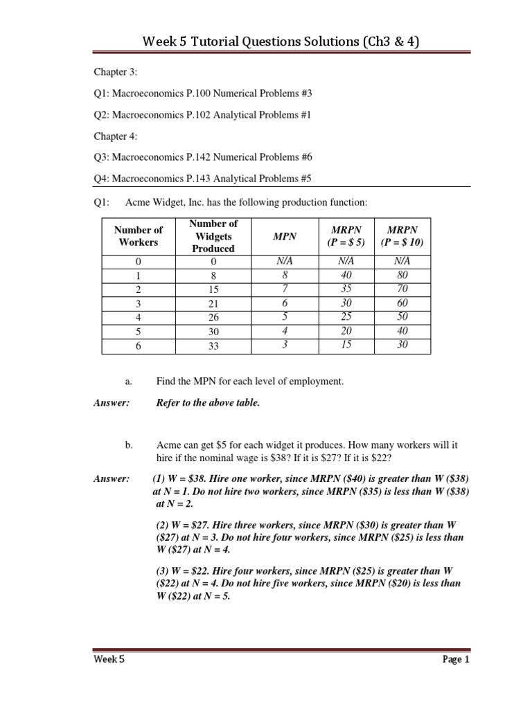 Week 5 Macroeconomics Solutions Guide | PDF | Government Spending ...