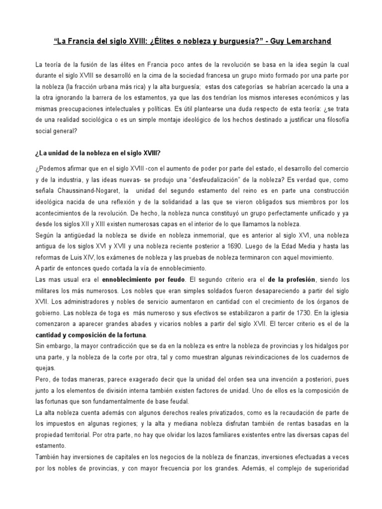 Nobleza y burguesía en Francia XVIII | PDF | Nobleza | Burguesía