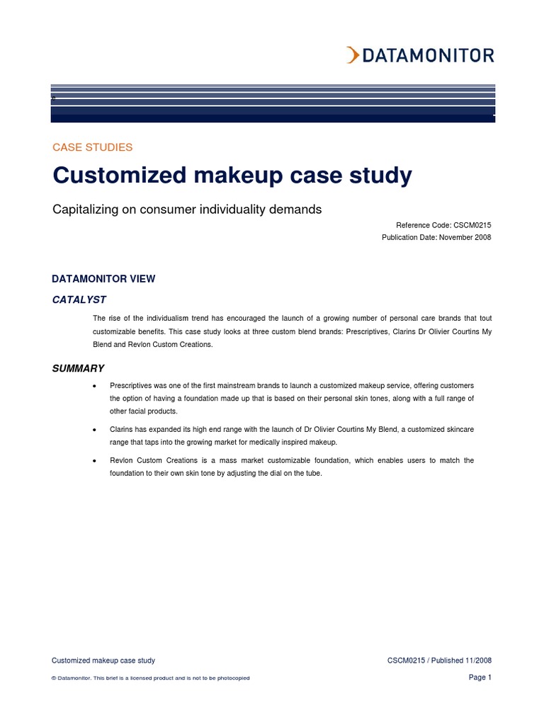 Cscm0215 Customized Makeup Case Study PDF Cosmetics Brand