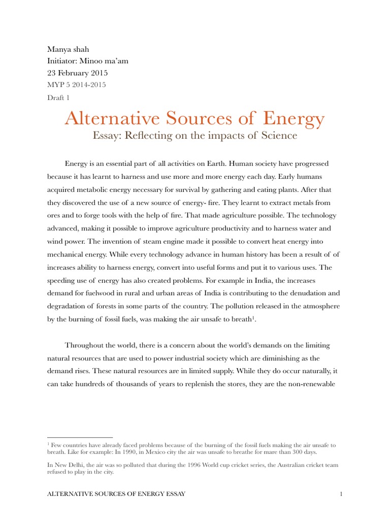 Alternative Energy Sources Overview | PDF | Energy Development | Fossil ...