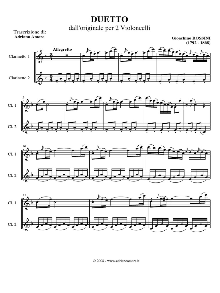 Institute) Rossini Cello Duet PDF