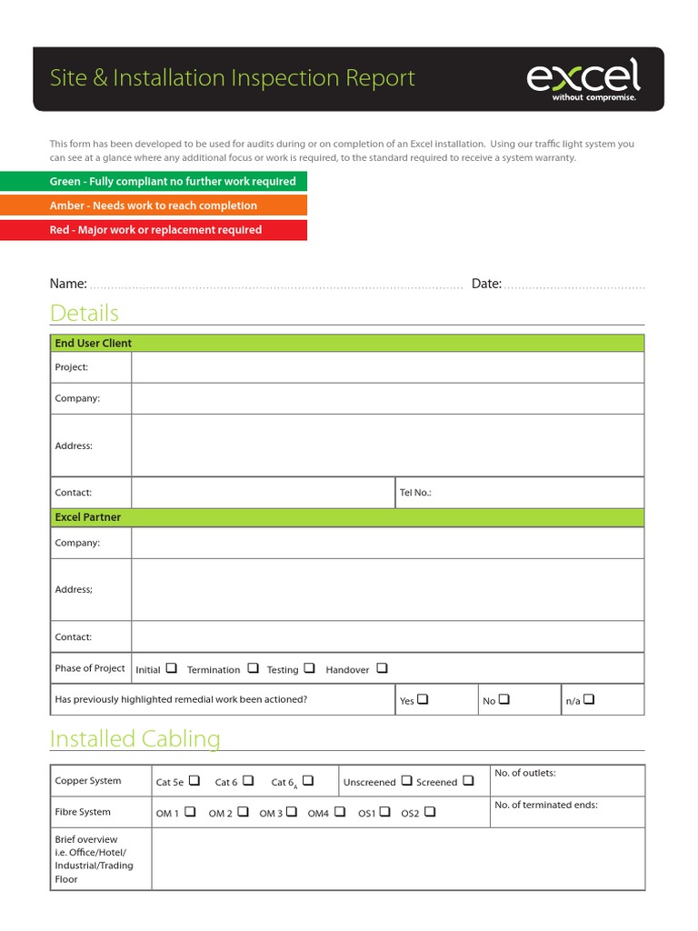 Exc Site Instal InspecReport Sept12 Distributed | PDF | Electrical ...