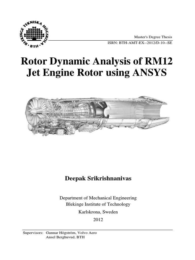 RM12 Jet Engine Rotor Analysis in ANSYS | PDF | Rotation Around A Fixed ...