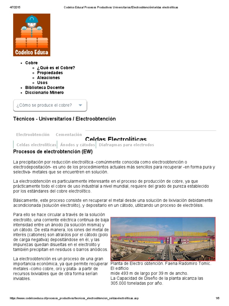 Codelco Educa - Procesos Productivos Universitarios - Electroobtención ...