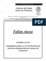 Lineamientos para La Ley de Proteccion de Datos Personales Del Estado de Chihuahua