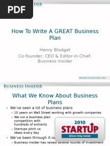 How To Write A GREAT Business Plan