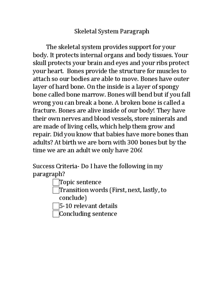 skeletal system paragraph | Skeleton | Bone