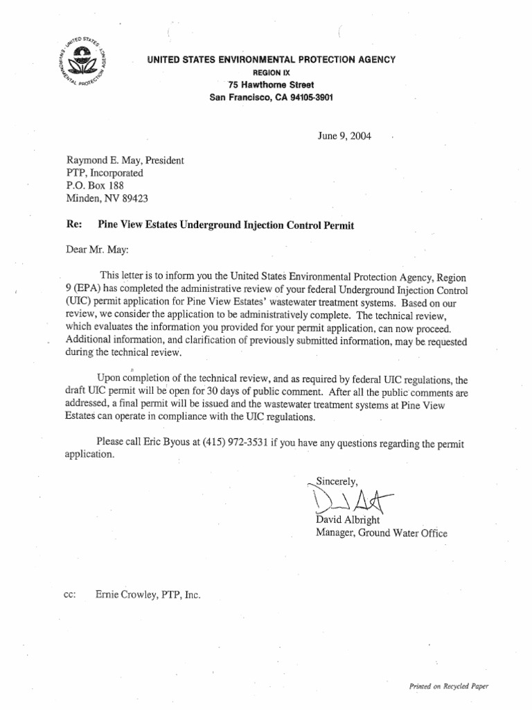 Pine View Estates UIC Permit Review | PDF