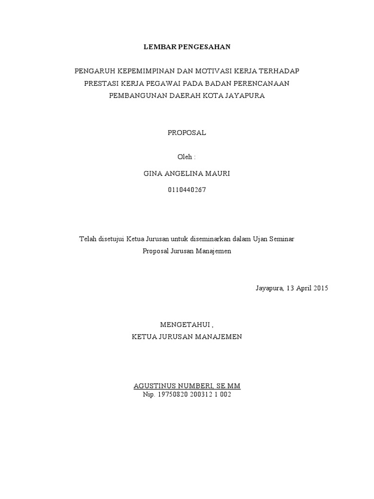 Contoh Lembar Pengesahan Proposal