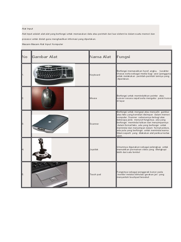 Alat Input dan Output Komputer | PDF | Komputer