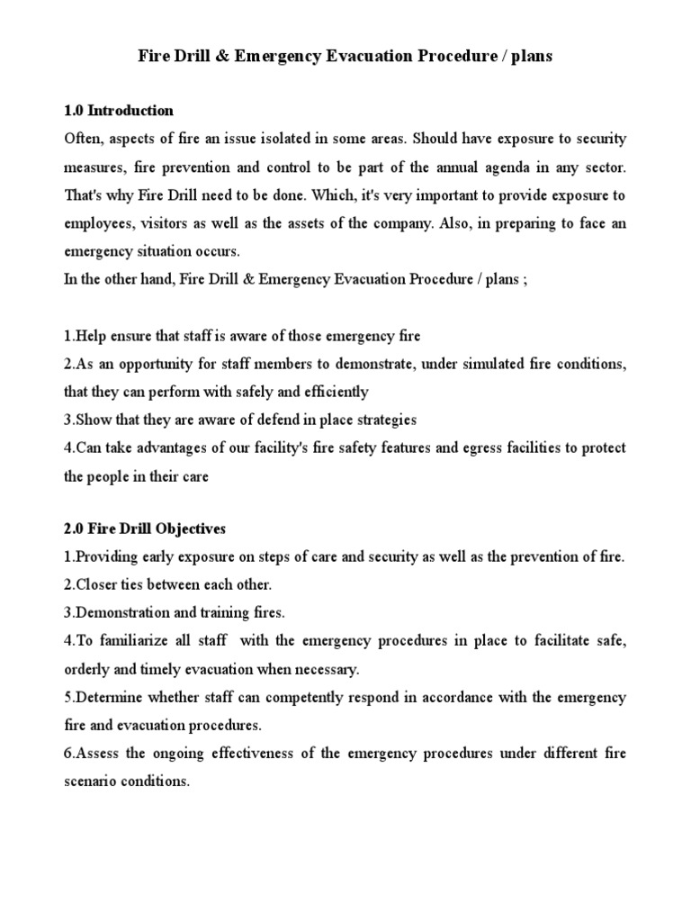Fire Drill & Emergency Evacuation Procedure Firefighting Emergency