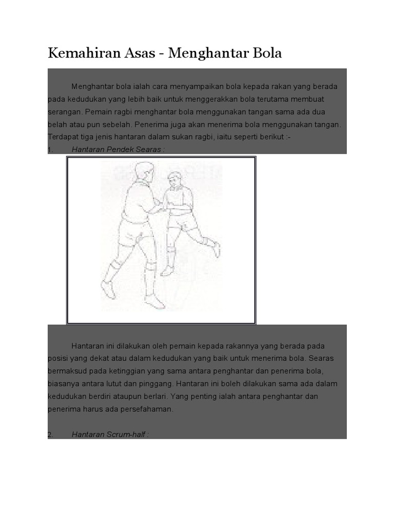 Kemahiran Asas Menghantar Bola Ragbi | PDF