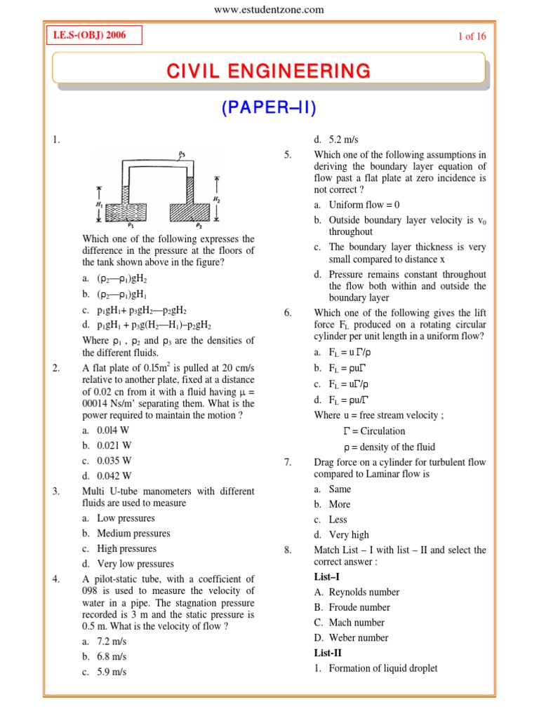 IES OBJ Civil Engineering 2006 Paper II | PDF | Soil Mechanics ...