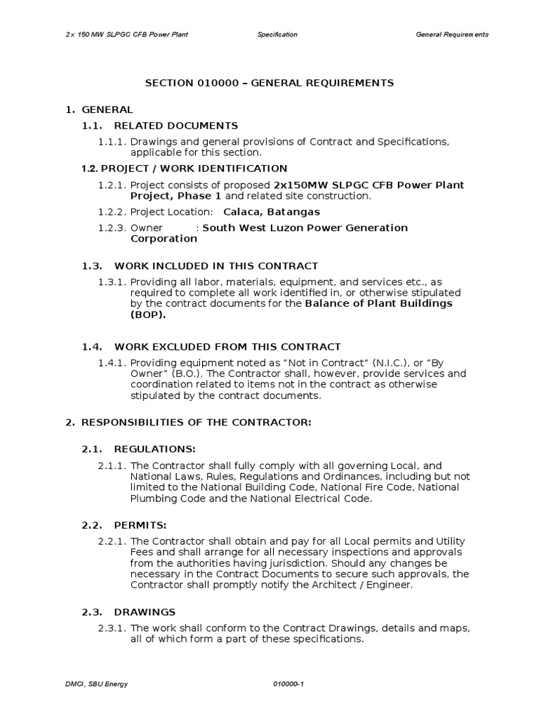 2x150 MW SLPGC Power Plant Specifications | PDF | Specification ...