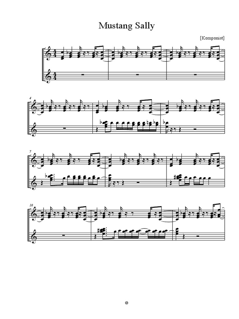 Mustang Sally: Piano Accompaniment: Piano Accompaniment Part