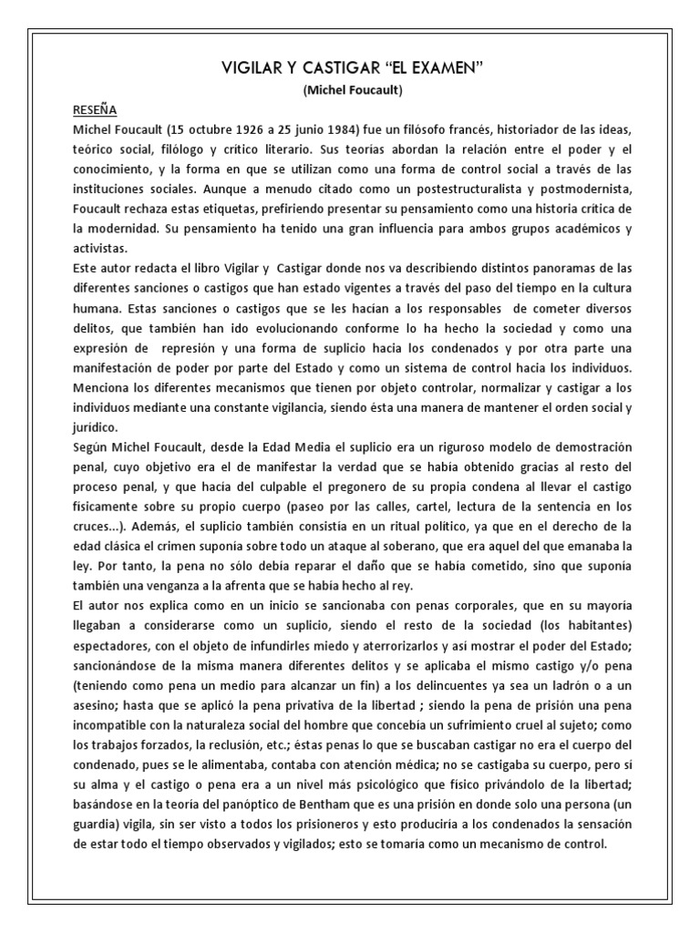 Vigilar y Castigar | PDF | Castigos | Michel Foucault