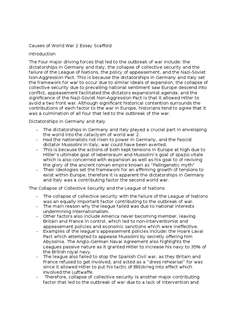 Causes of World War 2 Essay Scaffold | PDF | Neville Chamberlain ...