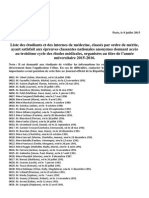 Liste de Classement Ecn 2015