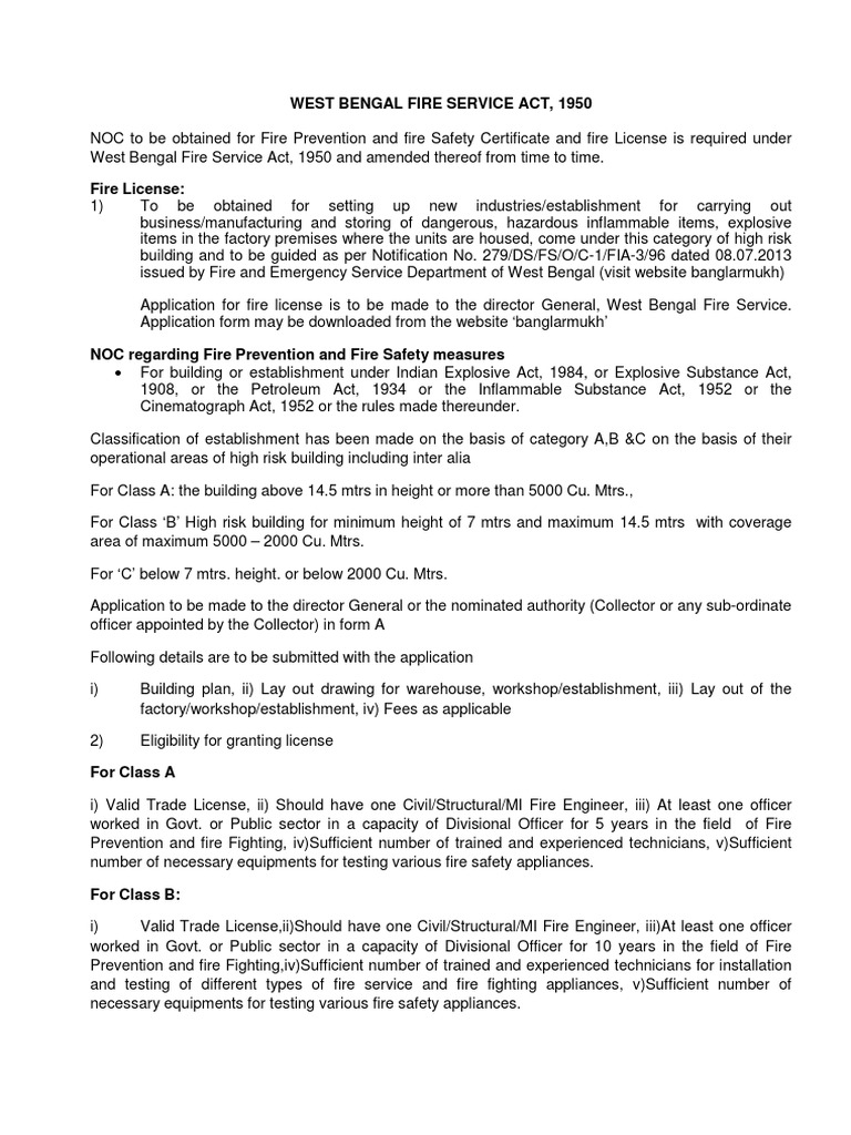 West Bengal Fire License & NOC Guide | PDF | Fire Safety | Safety