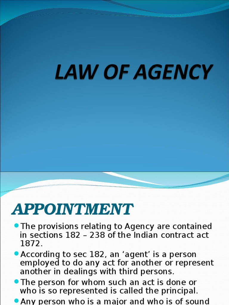 Law of Agency. Law Of Agency Indemnity