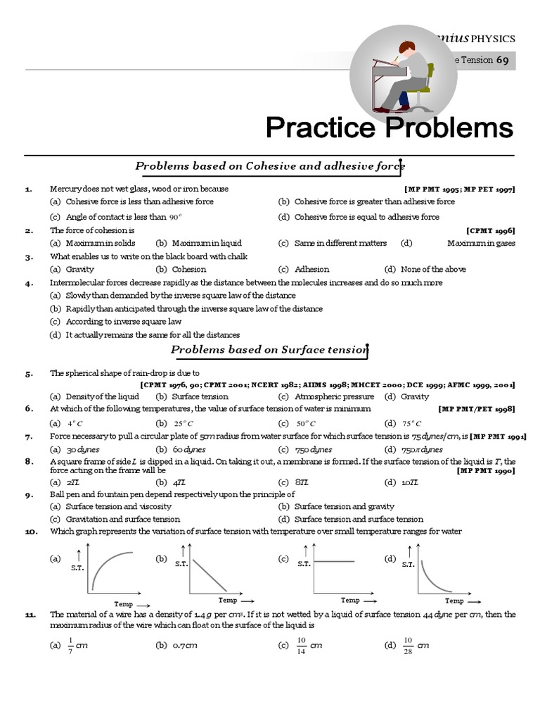 09 Surface Tension Practice Problem PDF Surface Tension Drop (Liquid)