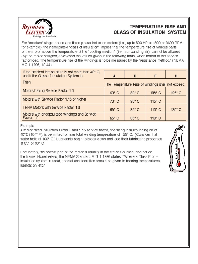 Insulation Class and Temperature Rise | PDF | Technology & Engineering
