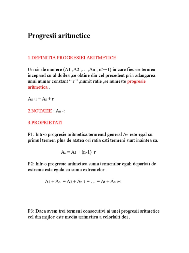 Progresii Aritmetice Si Geometrice | PDF