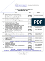 Program de Pregatire La Clasa A Viii-A