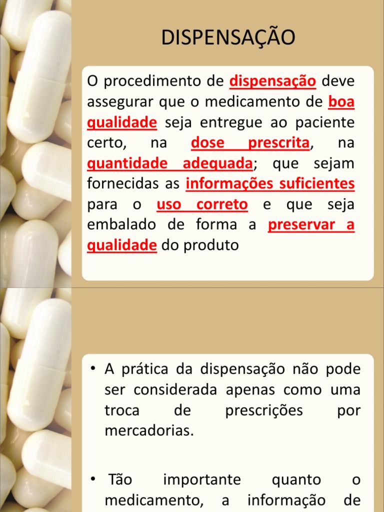 Aula Dispensaçao Medicamentos | PDF | Farmacêutico | Droga farmacêutica