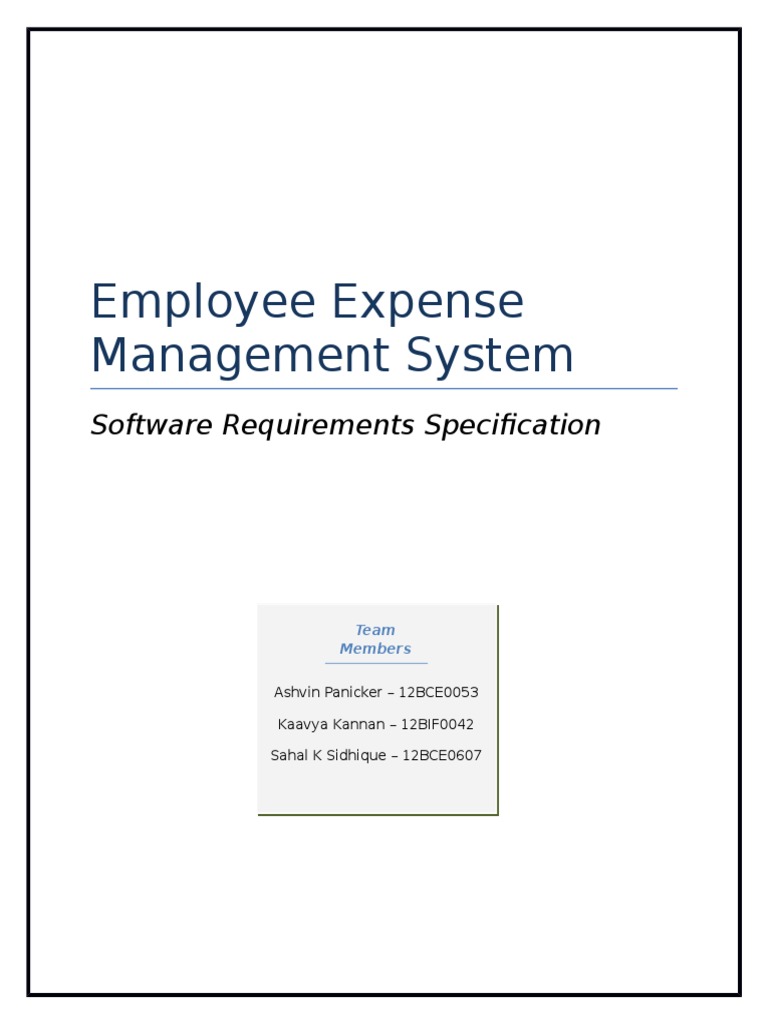 Employee Expense Management System PDF Software Development Process Authentication