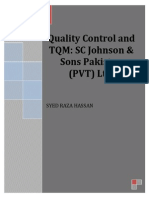 Quality Control and TQM: SC Johnson & Sons Pakistan (PVT) LTD