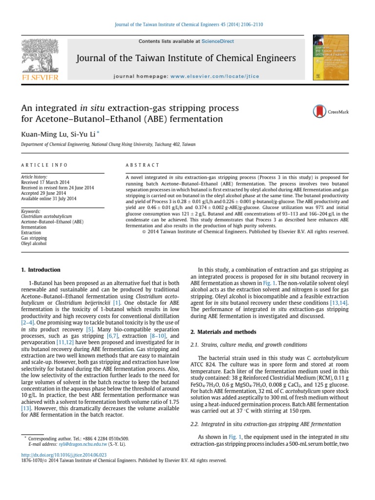 Journal of The Taiwan Institute of Chemical Engineers: Kuan-Ming Lu, Si ...