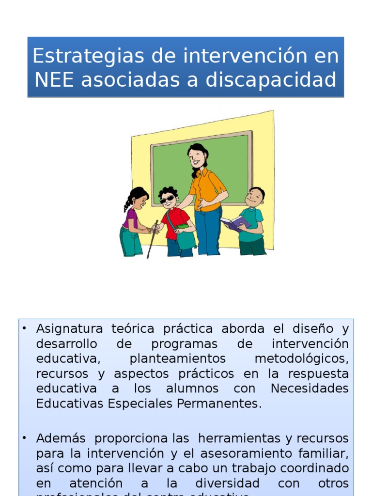 Estrategias de Intervención en NEE Discapacidad | PDF | Plan de ...