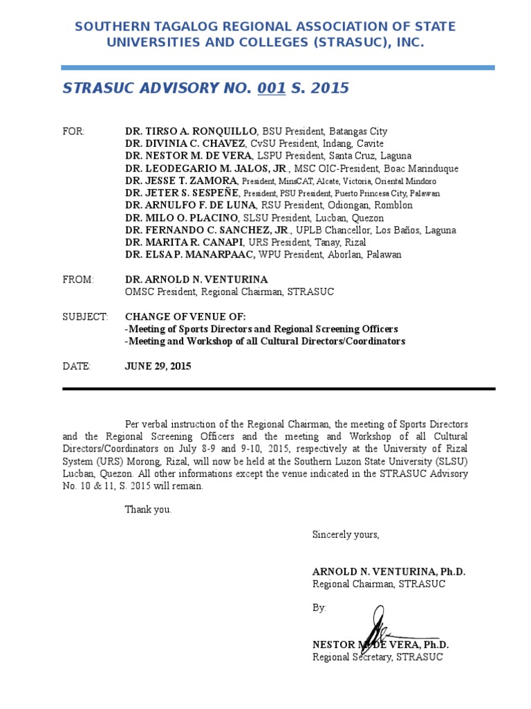 Southern Tagalog Regional Association of State Universities and ...