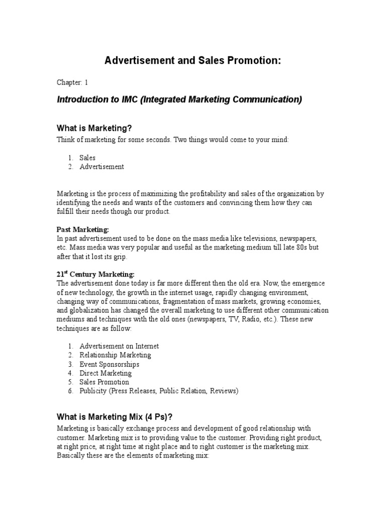 Advertisement and Sales Promotion Notes | PDF
