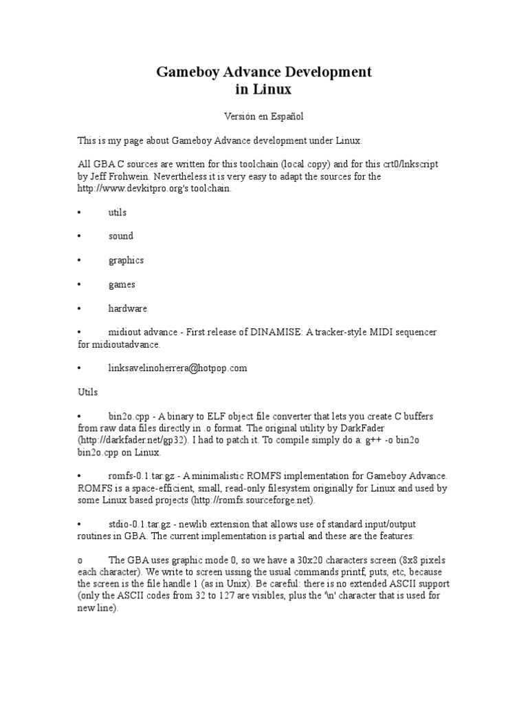GBA Development on Linux Guide | PDF | Electrical Connector | Random ...