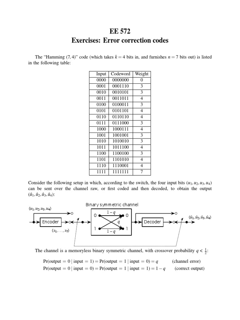 Hamming Code Error Correction Exercises | PDF | Discrete Mathematics ...