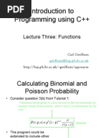 Introduction To Programming Using C++: Lecture Three: Functions